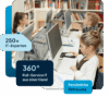 Öffentliche Einrichtung bei der vier Kinder an Bildschirmen mit Tastatur sitzen.