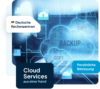 Digitale Cloud Grafik mit Backup Symbolen und technischen Verbindungslinien
