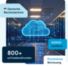 Visualisierung einer Cloud die in einem Serverraum schwebt