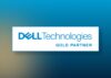 Logo Dell Technologies Gold Partner in weiß mit blauer Schrift