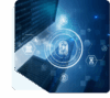 Digitale Visualisierung einer Fingerabdruck Authentifizierung mit vernetzten Sicherheits und Cloud Symbolen