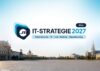 Beitragsbild mit Logo der IT-Strategie 2027 in Wien mit Stadtsilhouette von Wien