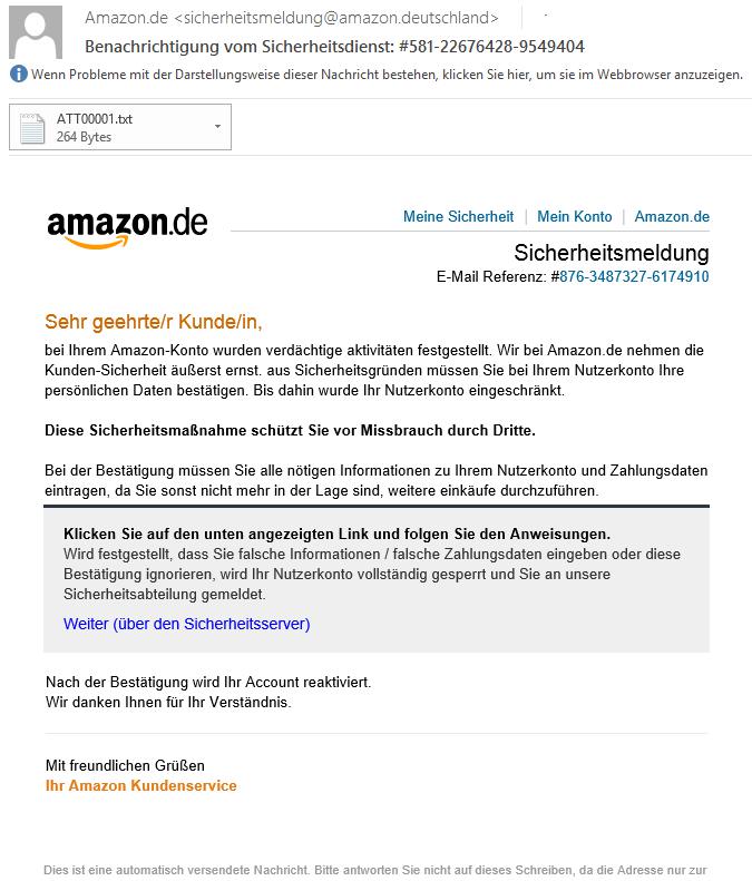 Gefälschte Amazon Emails
