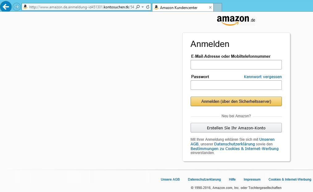 Gefälschte Amazon Emails