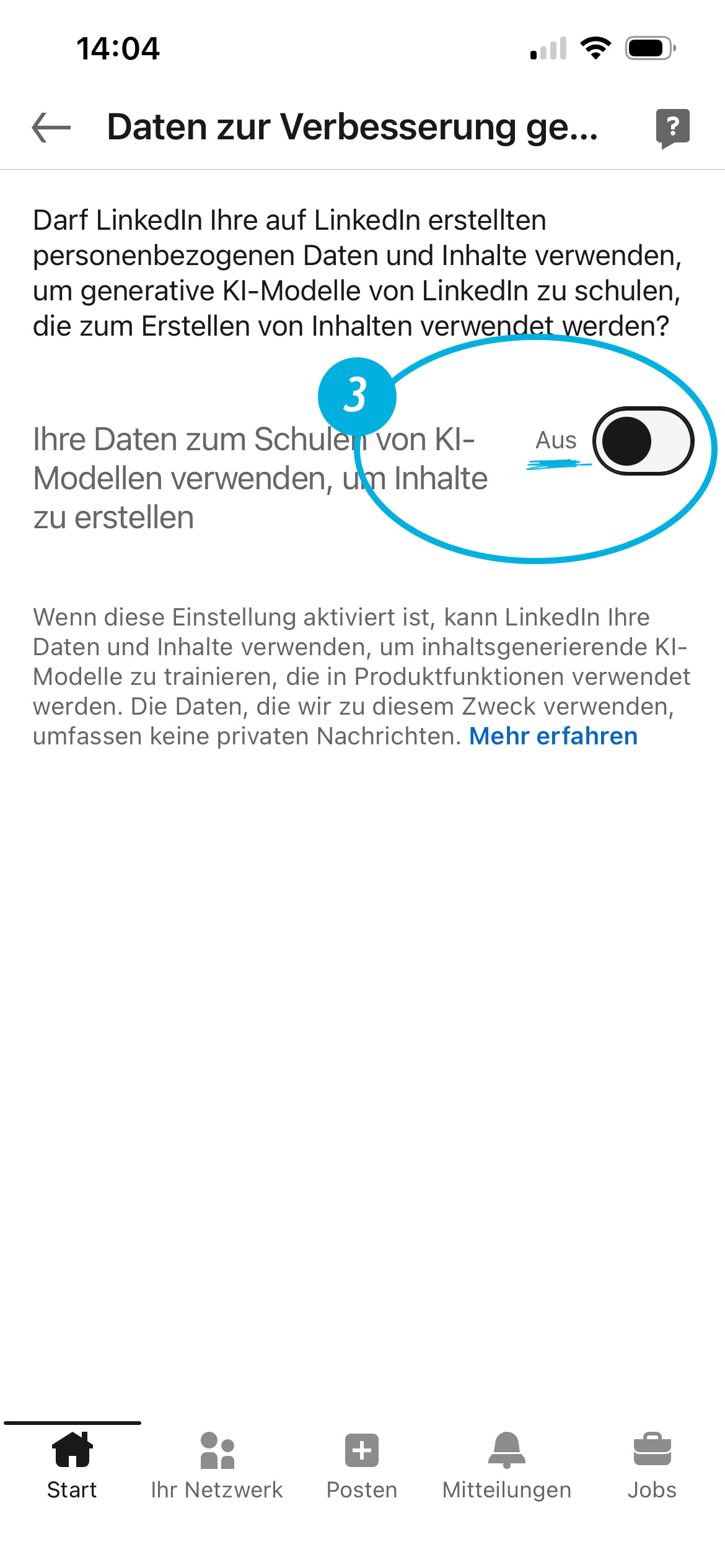 LinkedIn Datenschutz Schritt 3